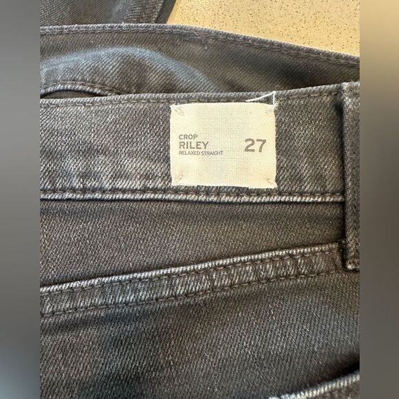 Hudson Riley Crop Relaxed Straight Leg Women's Black Jeans Star Detail Size 27 - Picture 8 of 16